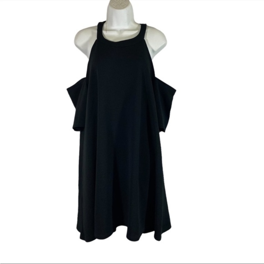 Pink Clove Cold Shoulder Blouse Black Tunic Top High Low Scoop Neck Plus Size 26